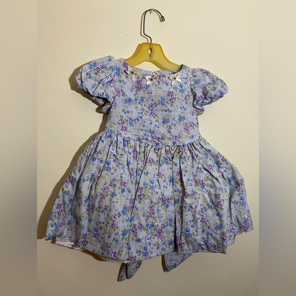 Classic Lavender Floral Kids Dress - Charming Puff Sleeve